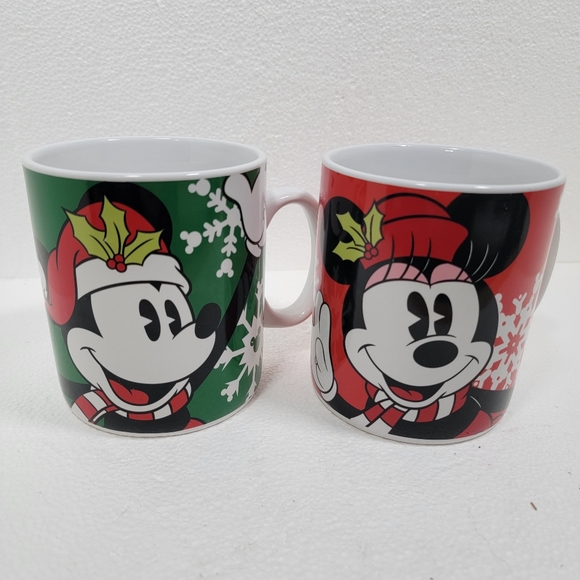 Set of 2 Disney Galerie Huge Mickey & Minnie Mouse Christmas Coffee Mugs - Picture 8 of 16